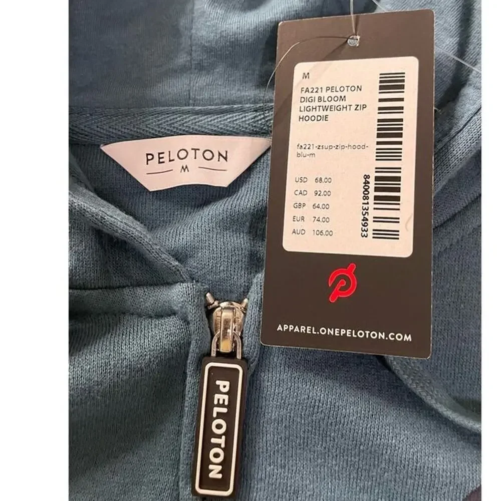 Peloton Activewear Digi Bloom Lightweight Full Zip Up‎ Hoodie Sweatshirt Medium